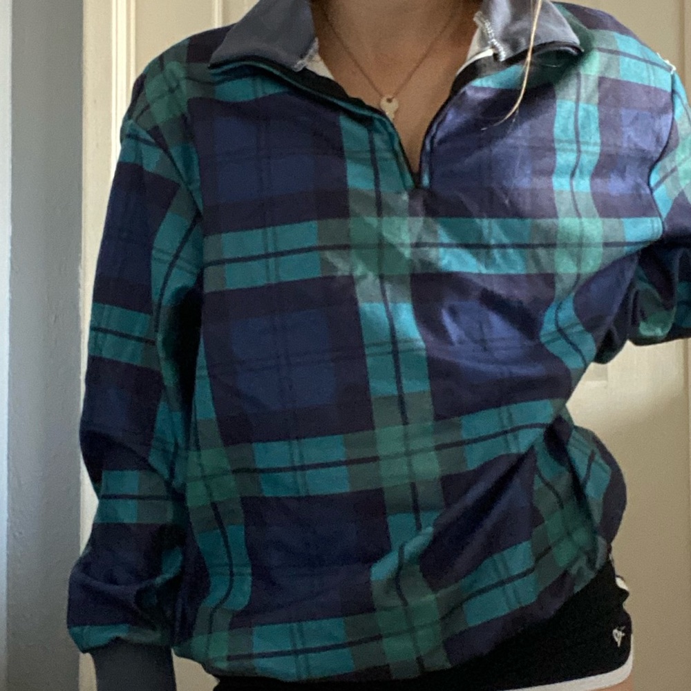 Plaid quarter zip